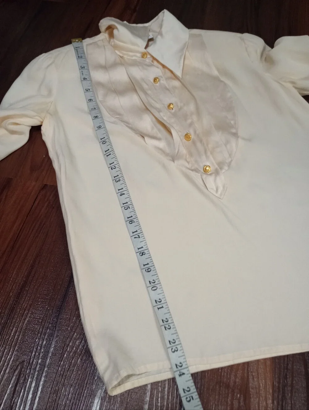 Vintage Chanel Boutique Collared Blouse With Gold Tone Buttons
